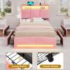 imageVIAGDO Full Size Bed Frame with Storage Headboard and Charging Station Velvet Upholstered Bed Frame Full Size with 4 Drawers and LED Lights Type C and USB No Box Spring Needed PinkPink