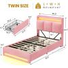 imageVIAGDO Full Size Bed Frame with Storage Headboard and Charging Station Velvet Upholstered Bed Frame Full Size with 4 Drawers and LED Lights Type C and USB No Box Spring Needed PinkPink