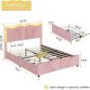 imageVIAGDO Full Size Bed Frame with 4 Storage Drawers and LED LightsVelvet Upholstered Bed Frame with Height Adjustable Headboard and Type C ampamp USB No Box Spring Needed Pink