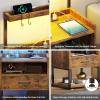 imageVIAGDO Nightstand with Charging Station and LED Lights Rustic Brown Night Stand with Drawer and Open Storage Shelves End Side Table with USB Ports and Outlets Bedside Tables for Bedroom Officee