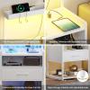 imageVIAGDO Nightstand with Charging Station and LED Lights Night Stand with Drawer and Open Storage Shelves End Side Table with USB Ports and Outlets Bedside Tables for Bedroom BlackWhite
