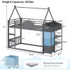 image:imageVIAGDO Bunk Bed Twin Over Twin with 3 Storage Drawers and Shelves House Shaped Bunk Bed with Stairs and Guardrail Metal Twin Floor Bed with LED Lights for Kids Teens Boys Girls Dorm Bedroom GreyGrey
