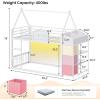 image:imageVIAGDO Bunk Bed Twin Over Twin with 3 Storage Drawers and Shelves House Shaped Bunk Bed with Stairs and Guardrail Metal Twin Floor Bed with LED Lights for Kids Teens Boys Girls Dorm Bedroom GreyWhite