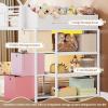 image:imageVIAGDO Bunk Bed Twin Over Twin with 3 Storage Drawers and Shelves House Shaped Bunk Bed with Stairs and Guardrail Metal Twin Floor Bed with LED Lights for Kids Teens Boys Girls Dorm Bedroom GreyWhite