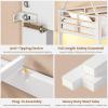 image:imageVIAGDO Bunk Bed Twin Over Twin with 3 Storage Drawers and Shelves House Shaped Bunk Bed with Stairs and Guardrail Metal Twin Floor Bed with LED Lights for Kids Teens Boys Girls Dorm Bedroom GreyWhite