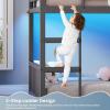 image:imageVIAGDO Bunk Bed Twin Over Twin with 3 Storage Drawers and Shelves House Shaped Bunk Bed with Stairs and Guardrail Metal Twin Floor Bed with LED Lights for Kids Teens Boys Girls Dorm Bedroom GreyGrey