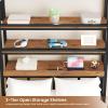 image:imageVIAGDO Bunk Bed Twin Over Twin with 5 Storage Drawers Twin Bunk Beds with Charging Station and Lights LShaped Metal Bunk Bed with Shelves Bedside Pocket Guardrail amp Ladder for Kids Teens BlackBlack