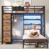 image:imageVIAGDO Bunk Bed Twin Over Twin with 5 Storage Drawers Twin Bunk Beds with Charging Station and Lights LShaped Metal Bunk Bed with Shelves Bedside Pocket Guardrail amp Ladder for Kids Teens BlackBlack