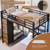 image:imageVIAGDO Bunk Bed Twin Over Twin with 5 Storage Drawers Twin Bunk Beds with Charging Station and Lights LShaped Metal Bunk Bed with Shelves Bedside Pocket Guardrail amp Ladder for Kids Teens BlackBlack