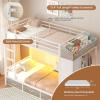 image:imageVIAGDO Bunk Bed Twin Over Twin with 8 Storage Drawers and Power Outlets LED Twin Bunk Beds with Hall Tree and Shelves Metal Bunk Beds with Safety Guardrail amp Ladder for Dorms Kids WhiteWhite