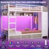image:imageVIAGDO Bunk Bed Twin Over Twin with 8 Storage Drawers and Power Outlets LED Twin Bunk Beds with Hall Tree and Shelves Metal Bunk Beds with Safety Guardrail amp Ladder for Dorms Kids WhiteWhite