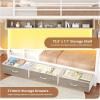 image:imageVIAGDO Bunk Bed Twin Over Twin with 8 Storage Drawers and Power Outlets LED Twin Bunk Beds with Hall Tree and Shelves Metal Bunk Beds with Safety Guardrail amp Ladder for Dorms Kids WhiteWhite