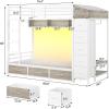 image:imageVIAGDO Bunk Bed Twin Over Twin with 8 Storage Drawers and Power Outlets LED Twin Bunk Beds with Hall Tree and Shelves Metal Bunk Beds with Safety Guardrail amp Ladder for Dorms Kids WhiteWhite