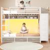 image:imageVIAGDO Bunk Bed Twin Over Twin with 8 Storage Drawers and Power Outlets LED Twin Bunk Beds with Hall Tree and Shelves Metal Bunk Beds with Safety Guardrail amp Ladder for Dorms Kids WhiteWhite