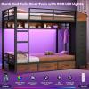 image:imageVIAGDO Bunk Bed Twin Over Twin with 8 Storage Drawers and Power Outlets LED Twin Bunk Beds with Hall Tree and Shelves Metal Bunk Beds with Safety Guardrail amp Ladder for Dorms Kids WhiteBlack