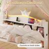 image:imageVIAGDO Full Size Bed Frame with LED and Charging StationStorage Headboard amp 2 Storage DrawersPrincess Upholstered Bed with Crystal Button amp CrownVelvet Platform Bed for GirlsPinkWhite