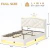 image:imageVIAGDO Full Size Bed Frame with LED and Charging StationStorage Headboard amp 2 Storage DrawersPrincess Upholstered Bed with Crystal Button amp CrownVelvet Platform Bed for GirlsPinkWhite