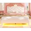 image:imageVIAGDO Full Size Bed Frame with LED and Charging StationStorage Headboard amp 2 Storage DrawersPrincess Upholstered Bed with Crystal Button amp CrownVelvet Platform Bed for GirlsPinkWhite