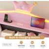 image:imageVIAGDO Full Size Bed Frame with LED and Charging StationStorage Headboard amp 2 Storage DrawersPrincess Upholstered Bed with Crystal Button amp CrownVelvet Platform Bed for GirlsPinkPink