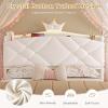 image:imageVIAGDO Full Size Bed Frame with LED and Charging StationStorage Headboard amp 2 Storage DrawersPrincess Upholstered Bed with Crystal Button amp CrownVelvet Platform Bed for GirlsPinkWhite