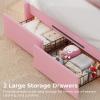 image:imageVIAGDO Full Size Bed Frame with LED and Charging StationStorage Headboard amp 2 Storage DrawersPrincess Upholstered Bed with Crystal Button amp CrownVelvet Platform Bed for GirlsPinkPink
