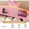 image:imageVIAGDO Full Size Bed Frame with LED and Charging StationStorage Headboard amp 2 Storage DrawersPrincess Upholstered Bed with Crystal Button amp CrownVelvet Platform Bed for GirlsPinkPink