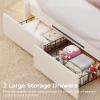 image:imageVIAGDO Full Size Bed Frame with LED and Charging StationStorage Headboard amp 2 Storage DrawersPrincess Upholstered Bed with Crystal Button amp CrownVelvet Platform Bed for GirlsPinkWhite