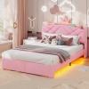 image:imageVIAGDO Full Size Bed Frame with LED and Charging StationStorage Headboard amp 2 Storage DrawersPrincess Upholstered Bed with Crystal Button amp CrownVelvet Platform Bed for GirlsPinkPink