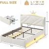 image:imageVIAGDO Full Size Bed Frame with LED and Charging StationStorage Headboard amp 2 Storage DrawersPrincess Upholstered Bed with Crystal Button amp CrownVelvet Platform Bed for GirlsPinkWhite