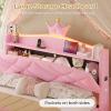 image:imageVIAGDO Full Size Bed Frame with LED and Charging StationStorage Headboard amp 2 Storage DrawersPrincess Upholstered Bed with Crystal Button amp CrownVelvet Platform Bed for GirlsPinkPink