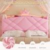 image:imageVIAGDO Full Size Bed Frame with LED and Charging StationStorage Headboard amp 2 Storage DrawersPrincess Upholstered Bed with Crystal Button amp CrownVelvet Platform Bed for GirlsPinkPink