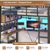 image:imageVIAGDO Full Size Loft Bed with LShaped Desk 5 Storage Drawers Charging Station and LED Lights Metal Loft Bed with Open Shelves Clothes Hanging Rail Safety GuardrailampLadder SpaceSaving WhiteBlack