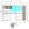 image:imageVIAGDO Full Size Loft Bed with LShaped Desk 5 Storage Drawers Charging Station and LED Lights Metal Loft Bed with Open Shelves Clothes Hanging Rail Safety GuardrailampLadder SpaceSaving WhiteWhite