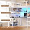 image:imageVIAGDO Full Size Loft Bed with LShaped Desk 5 Storage Drawers Charging Station and LED Lights Metal Loft Bed with Open Shelves Clothes Hanging Rail Safety GuardrailampLadder SpaceSaving WhiteWhite