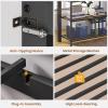 image:imageVIAGDO Loft Bed Full Size with LShaped Desk 5 Storage Drawers Charging Station and LED Lights Metal Loft Bed with Open Shelves Clothes Hanging Rail Safety GuardrailampLadder SpaceSaving WhiteBlack