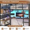 image:imageVIAGDO Loft Bed Full Size with LShaped Desk 5 Storage Drawers Charging Station and LED Lights Metal Loft Bed with Open Shelves Clothes Hanging Rail Safety GuardrailampLadder SpaceSaving WhiteBlack