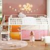 image:imageVIAGDO Low Loft Bed Full Size with 9 Storage Drawers and LED Lights Metal Full Size Loft Bed with Stairway Shelf Storage Low Loft Bed with Safety Guardrail and UnderBed Hideaway for Kids GreyWhite