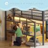 image:imageVIAGDO Low Loft Bed Full Size with 9 Storage Drawers and LED Lights Metal Full Size Loft Bed with Stairway Shelf Storage Low Loft Bed with Safety Guardrail and UnderBed Hideaway for Kids GreyGrey