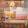 image:imageVIAGDO Low Loft Bed Full Size with 9 Storage Drawers and LED Lights Metal Full Size Loft Bed with Stairway Shelf Storage Low Loft Bed with Safety Guardrail and UnderBed Hideaway for Kids GreyWhite
