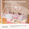 image:imageVIAGDO Low Loft Bed Twin Size with 9 Storage Drawers Bookcase and LED Lights HouseShaped Metal Twin Loft Bed with Step Stool and Safety Guardrail Kids Loft Bed with UnderBed Play Space WhiteWhite