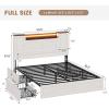image:imageVIAGDO Queen Bed Frame with Headboard and Storage Cabinets Farmhouse Bed Frame Queen Size with Charging Station and LED Lights Wooden Platform Bed Frame with 4 Drawers No Box Spring Needed BrownWhite