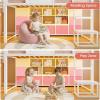 image:imageVIAGDO Twin Size Low Loft Bed with 9 Storage Drawers Bookcase and LED Lights HouseShaped Metal Twin Loft Bed with Step Stool and Safety Guardrail Kids Loft Bed with UnderBed Play Space WhiteWhite