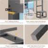 image:imageVIAGDO Twin Size Low Loft Bed with 9 Storage Drawers Bookcase and LED Lights HouseShaped Metal Twin Loft Bed with Step Stool and Safety Guardrail Kids Loft Bed with UnderBed Play Space WhiteGrey