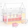image:imageVIAGDO Twin Size Low Loft Bed with 9 Storage Drawers Bookcase and LED Lights HouseShaped Metal Twin Loft Bed with Step Stool and Safety Guardrail Kids Loft Bed with UnderBed Play Space WhiteWhite
