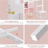 image:imageVIAGDO Twin Size Low Loft Bed with 9 Storage Drawers Bookcase and LED Lights HouseShaped Metal Twin Loft Bed with Step Stool and Safety Guardrail Kids Loft Bed with UnderBed Play Space WhiteWhite