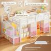 image:imageVIAGDO Low Loft Bed Twin Size with 9 Storage Drawers Bookcase and LED Lights Metal Kids Loft Bed with Wide Staircase Open Shelves and Safety Guardrail Twin Loft Bed with UnderBed Playhouse WhiteWhite
