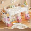 image:imageVIAGDO Low Loft Bed Twin Size with 9 Storage Drawers Bookcase and LED Lights Metal Kids Loft Bed with Wide Staircase Open Shelves and Safety Guardrail Twin Loft Bed with UnderBed Playhouse WhiteWhite