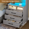 image:imageVIAGDO 59 Tall Nightstand Set of 2 with Charging Station Acrylic Display Cabinet and 2 Fabric Bins Wood Night Stands with 3 Storage Drawers amp Open Shelves Bedside End Tables for Bedroom GreyGrey