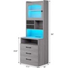 image:imageVIAGDO 59 Tall Nightstand Set of 2 with Charging Station Acrylic Display Cabinet and 2 Fabric Bins Wood Night Stands with 3 Storage Drawers amp Open Shelves Bedside End Tables for Bedroom GreyGrey