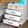 image:imageVIAGDO 59 Tall Nightstand with Charging Station Acrylic Display Cabinet and 2 Fabric Bins Wood Night Stand with 3 Storage Drawers amp Open Shelves Bedside Table End Side Tables for Bedroom GreyWhite